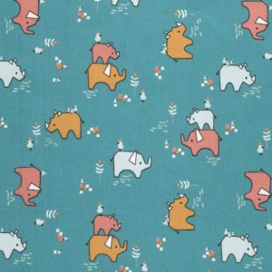 Coussin Plaid – Thème « Petits rhinos »